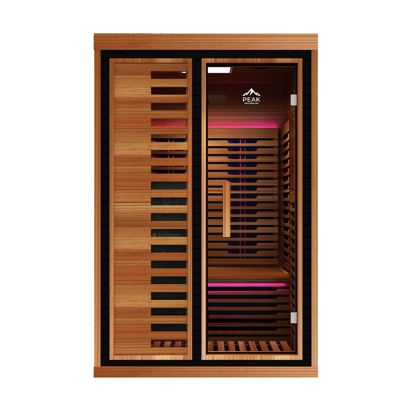 Peak Saunas Fuji 2-Person Full Spectrum Infrared Sauna with XL Medical-Grade Red Light Therapy & Smart WiFi App Control