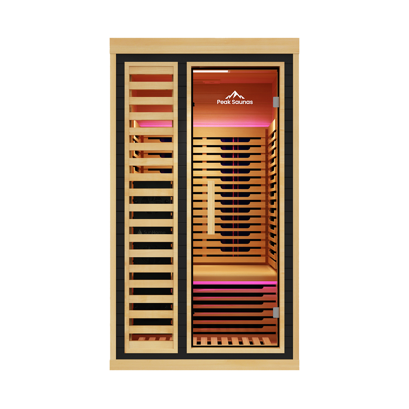 Peak Saunas Shasta 1-Person Full Spectrum Infrared Sauna with XL Medical-Grade Red Light Therapy & Smart WiFi App Control