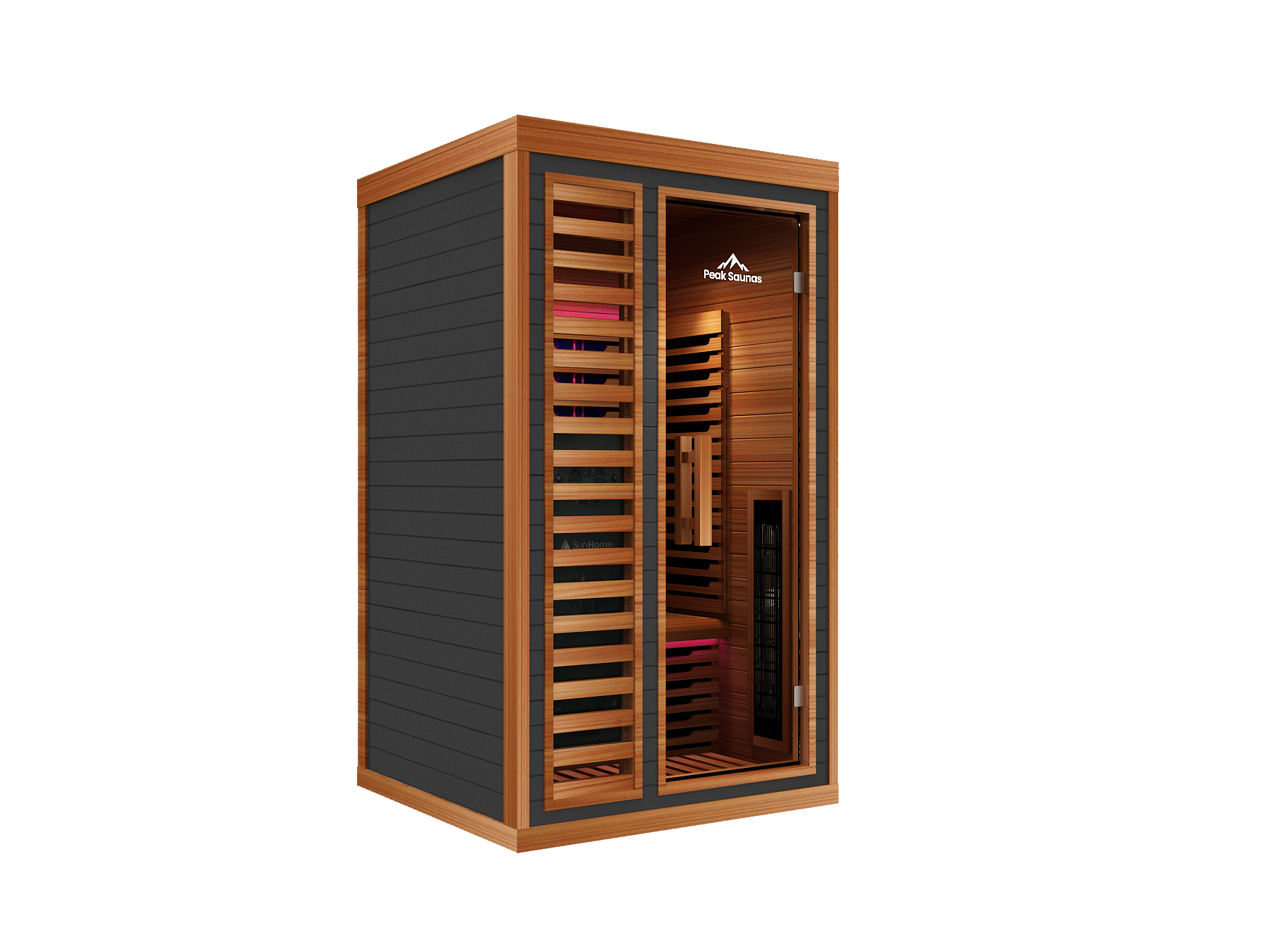 Peak Saunas Rainier 1-Person Indoor Near Zero EMF Full Spectrum Infrared Sauna with XL Medical-Grade Red Light Therapy & Smart WiFi App Control