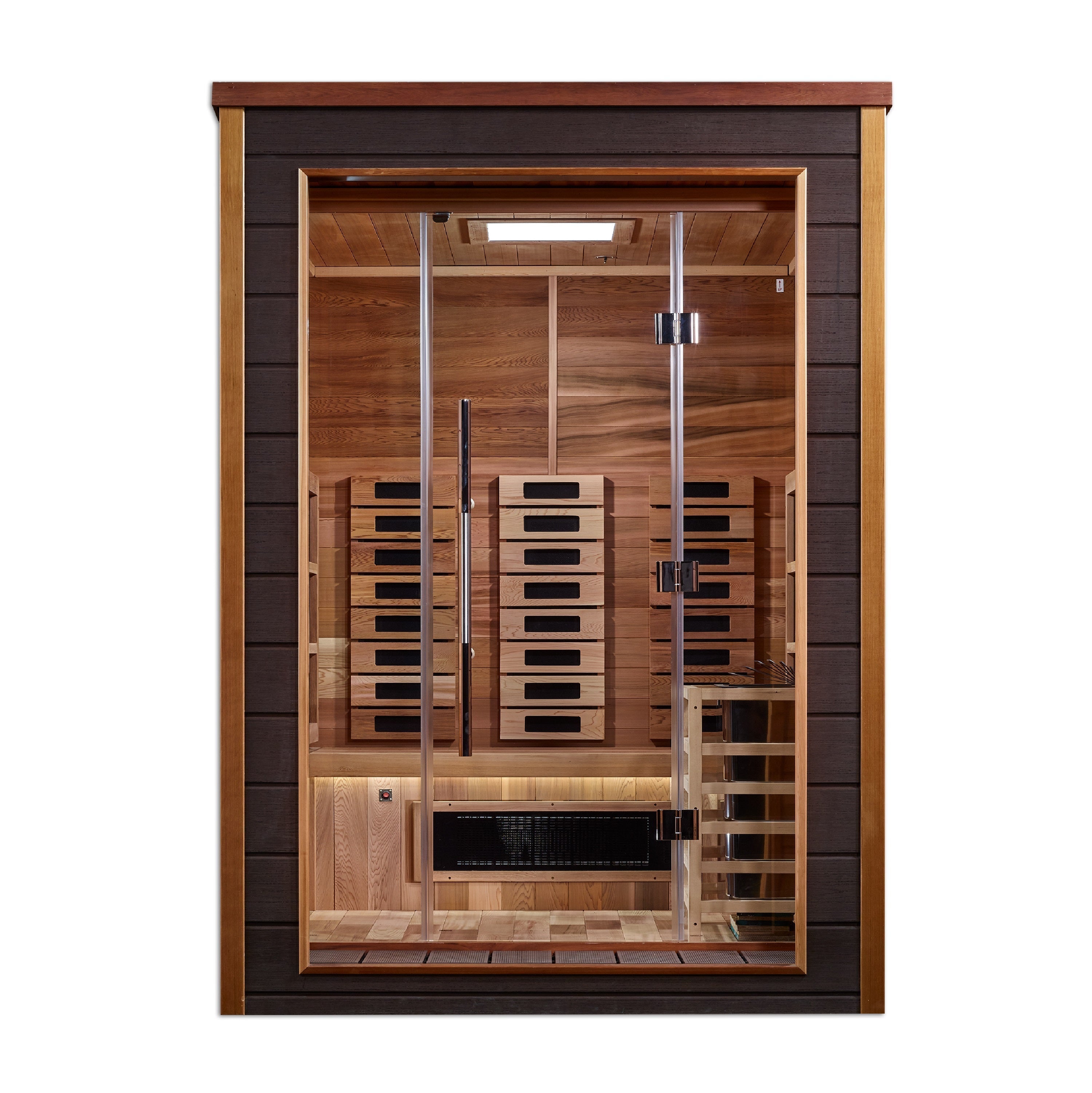 Golden Designs Nora Hybrid (PureTech™ Full Spectrum IR or Traditional Stove) Outdoor Sauna (2 Person) Golden Designs