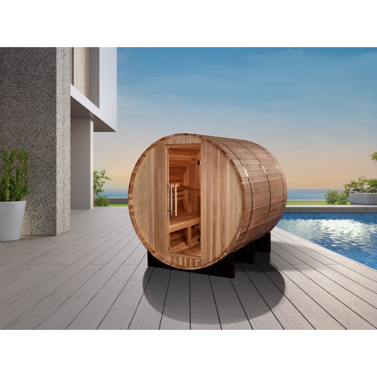 Golden Designs "Arosa" Traditional Steam Barrel Sauna (4 Person) Golden Designs