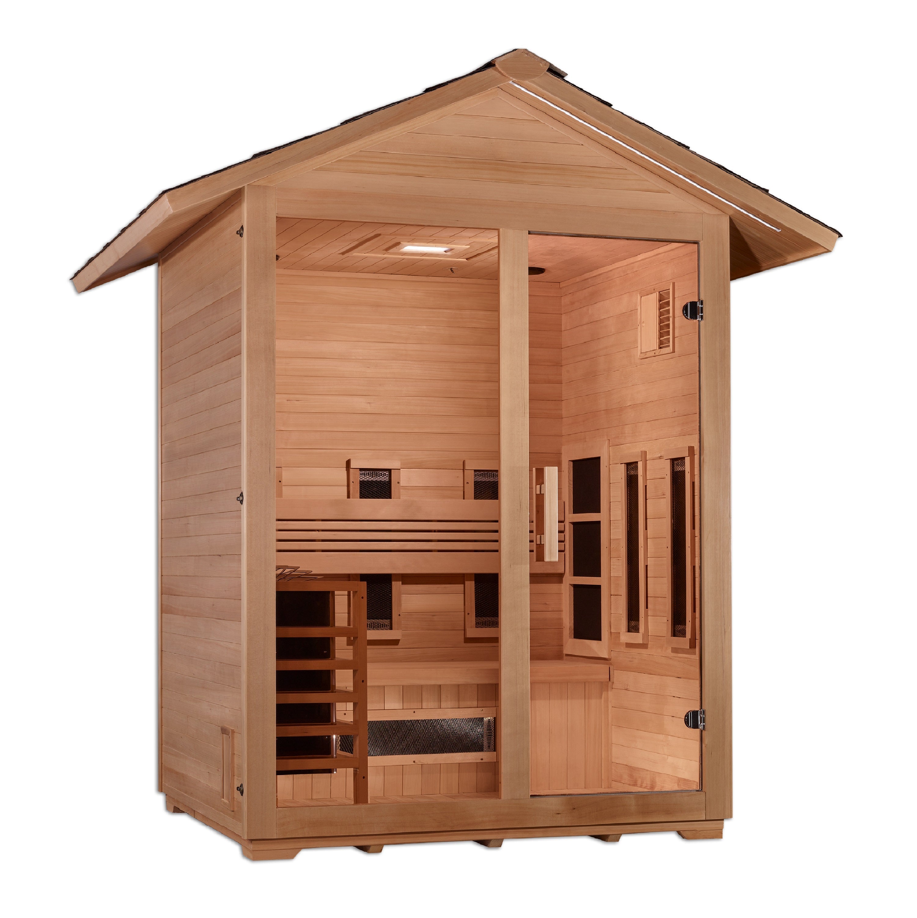 Golden Designs "Carinthia" Hybrid (PureTech™ Full Spectrum IR or Traditional Stove) Outdoor Sauna (3 Person) Golden Designs