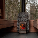 HUUM HIVE HEAT 12kW Wood Burning Sauna Stove Package w/ Thru-Roof Chimney and Stones and Floor Protection