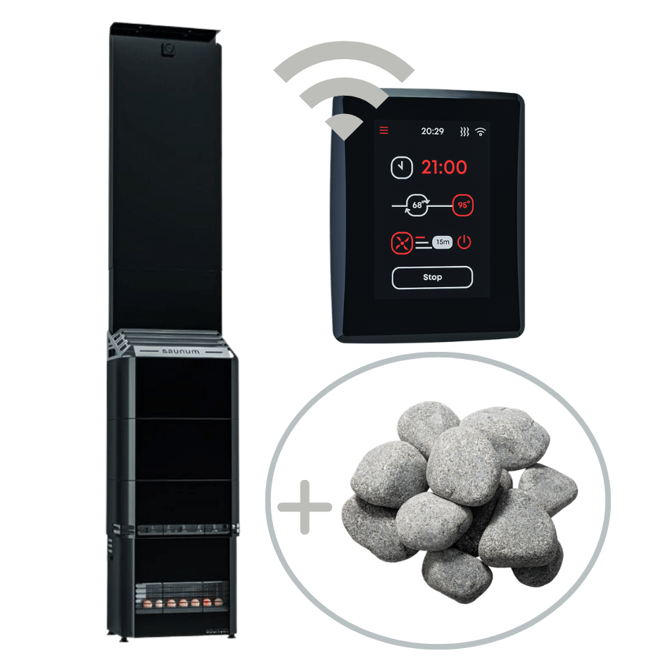 Saunum Temperature Equalizing Electric Sauna Heater Package w/ Digital Controller and WiFi and Stones