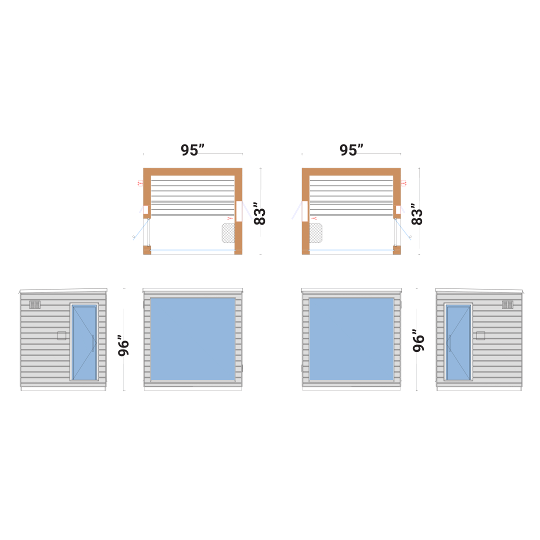 SaunaLife 5-Person Pre-Assembled Outdoor Sauna | Model G6 Sauna Life