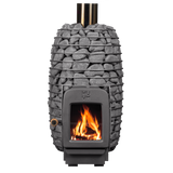 HUUM HIVE HEAT LS 12kW Wood Burning Sauna Stove Package w/ Thru-Wall Chimney and Stones